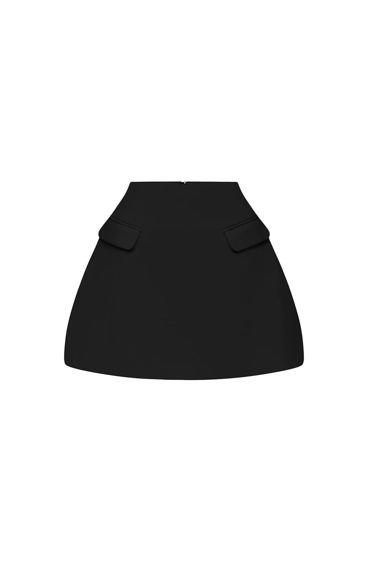 Düz Mini Kloş Kesim Siyah Mini Elbise