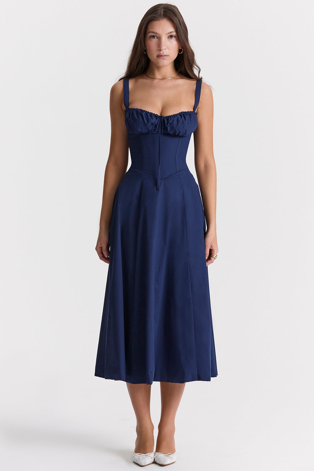 Bustier Detaylı Midi Elbise