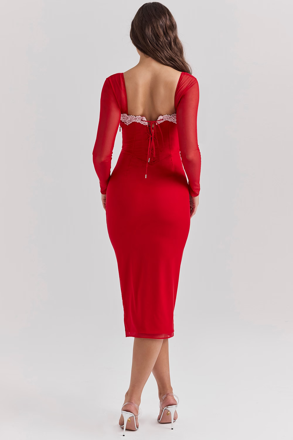 Uzun Kollu Dantelli Bodycon Elbise