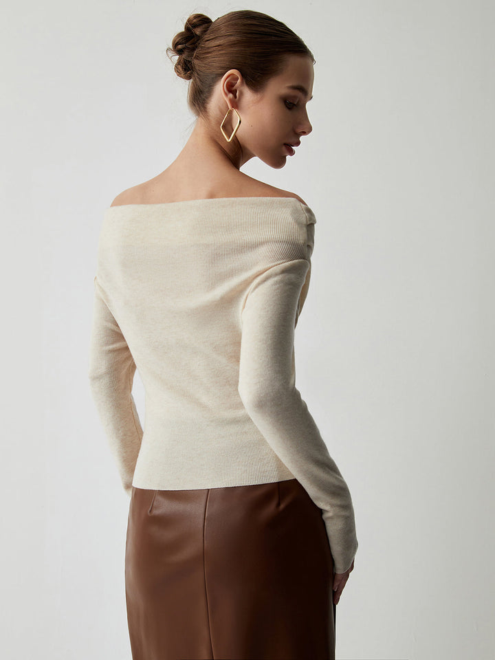 Drapeli Yumuşak Fit Triko Bluz – Krem