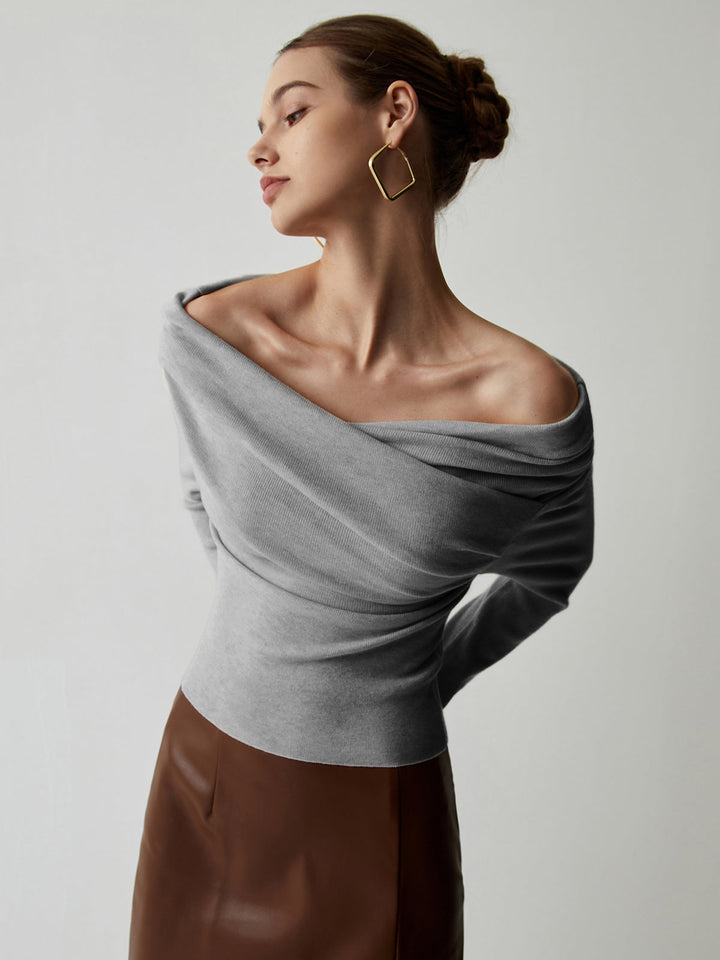 Drapeli Yumuşak Fit Triko Bluz – Krem