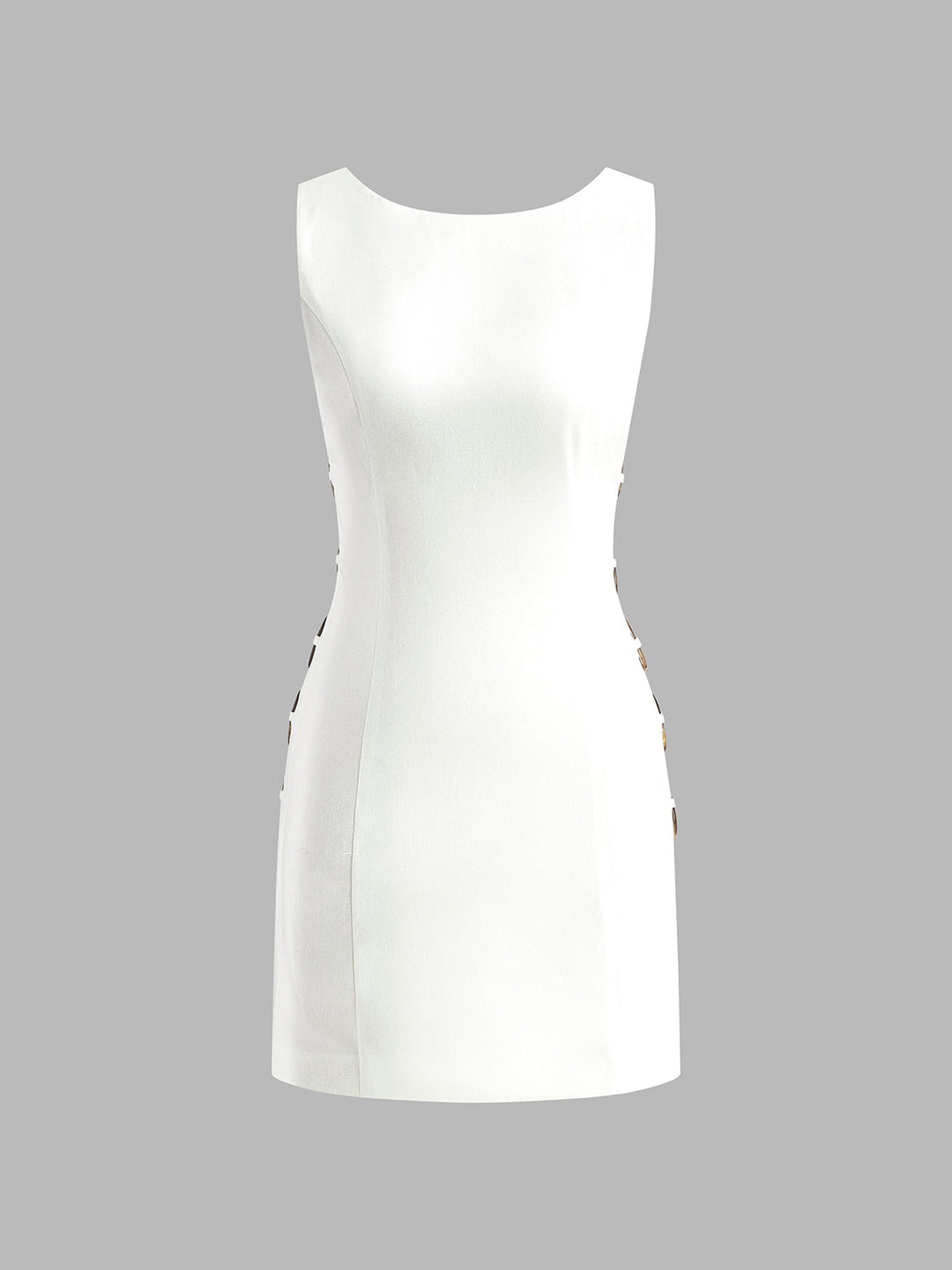 Kuş Gözü Detaylı Mini Elbise – Ekru