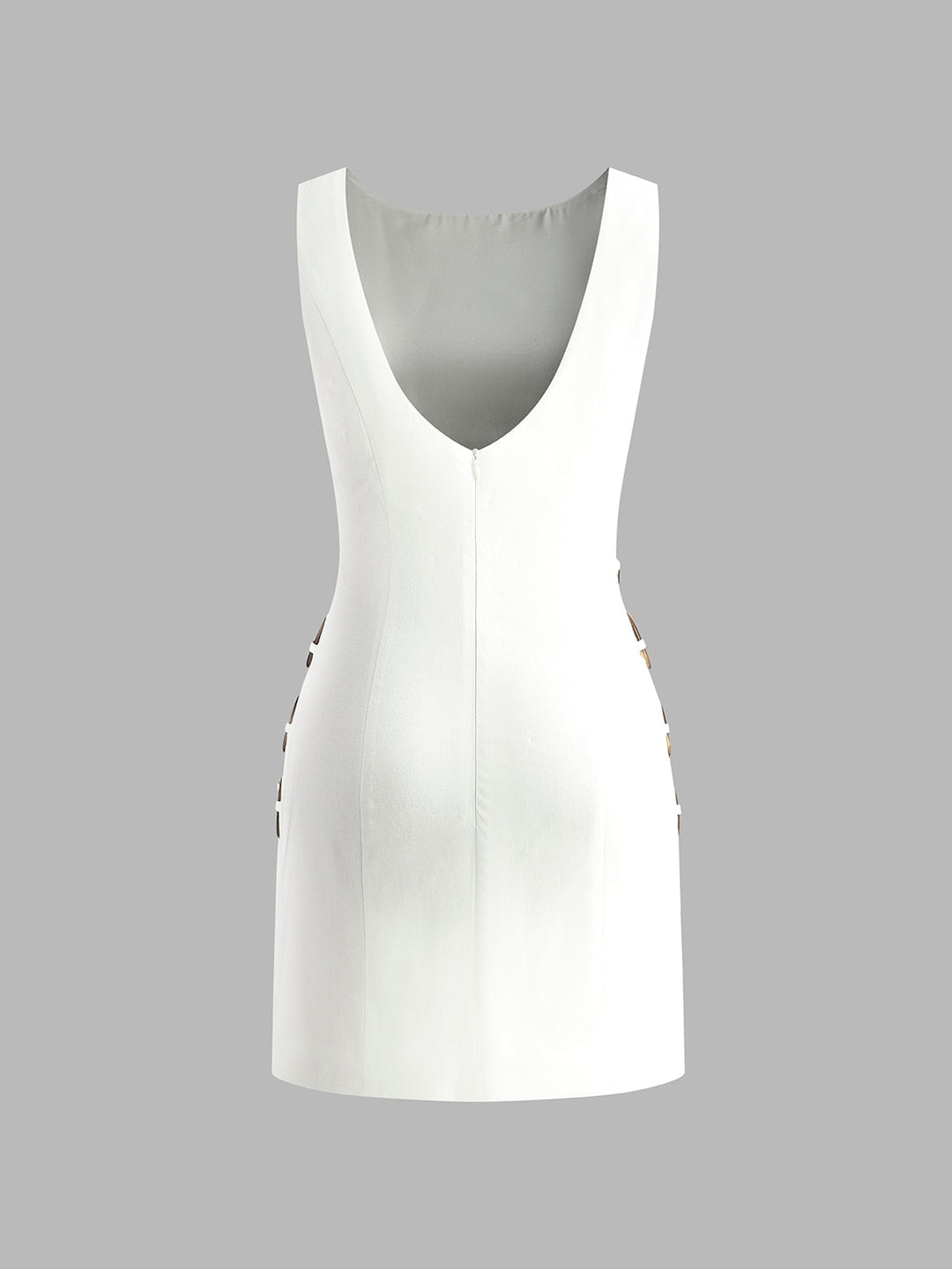 Kuş Gözü Detaylı Mini Elbise – Ekru