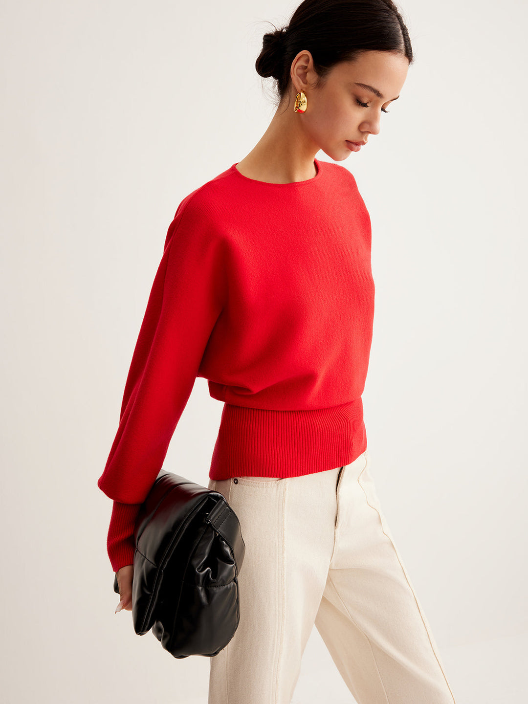 Oversize Fit Triko Kazak – Kırmızı