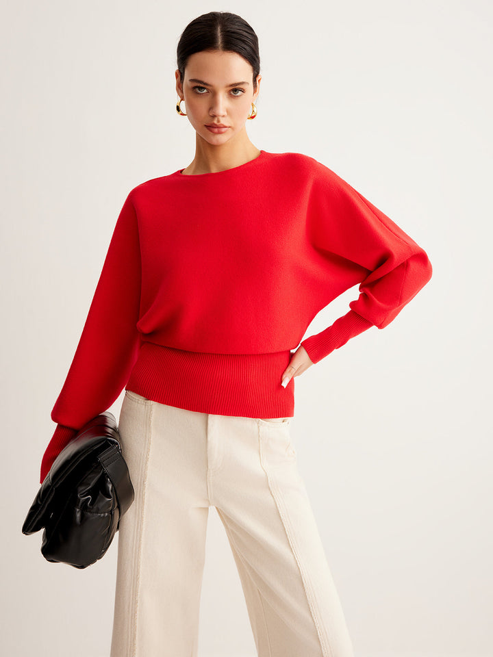 Oversize Fit Triko Kazak – Kırmızı