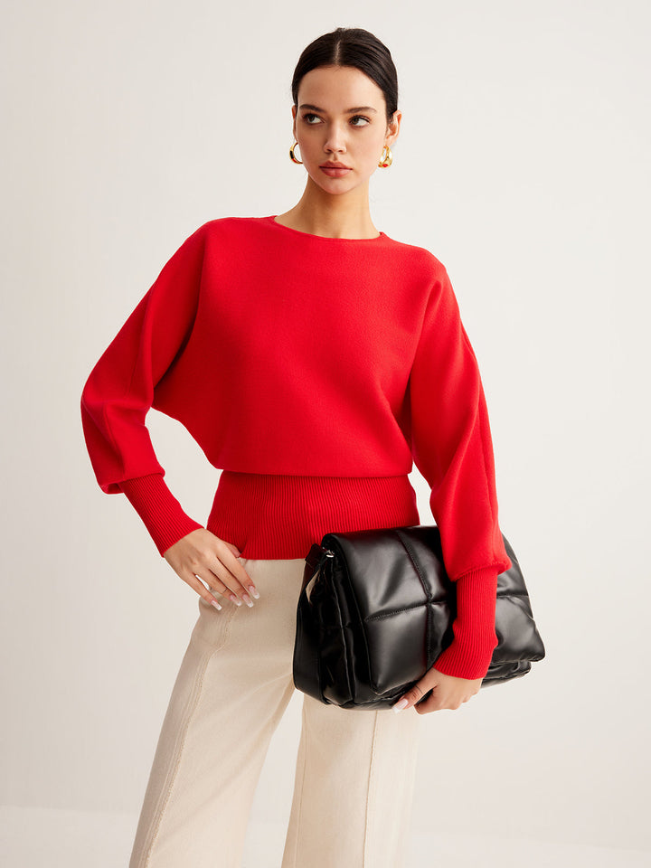 Oversize Fit Triko Kazak – Kırmızı