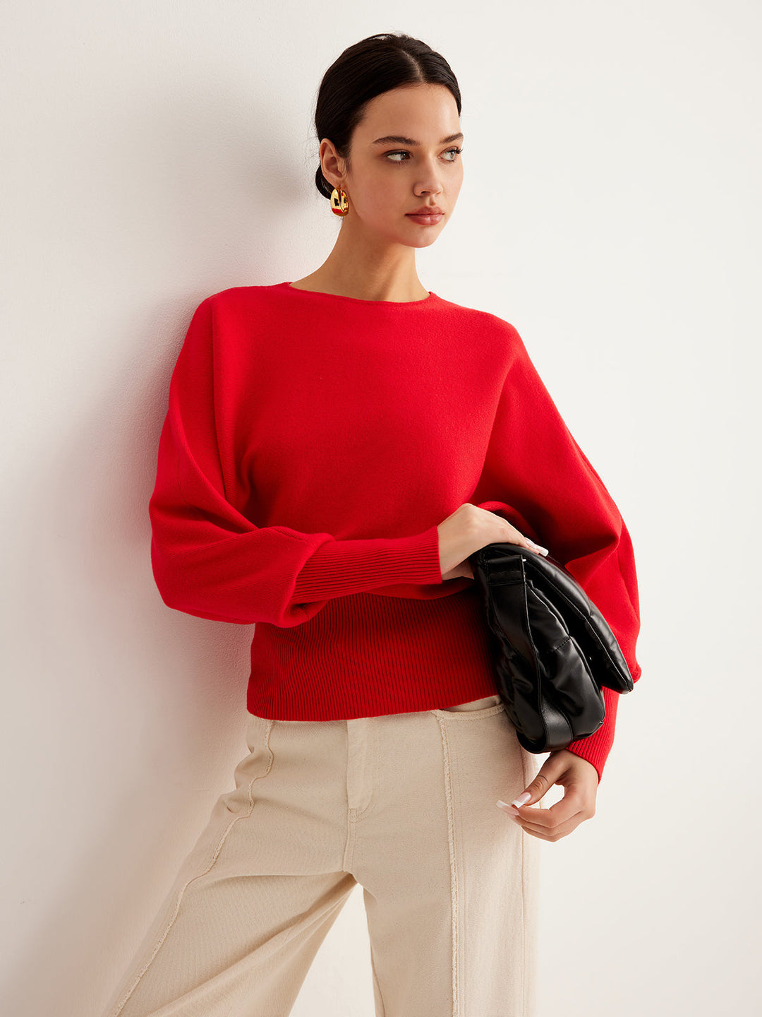 Oversize Fit Triko Kazak – Kırmızı