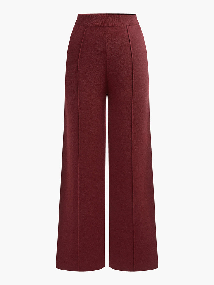 Geniş Paça Triko Pantolon – Ekru