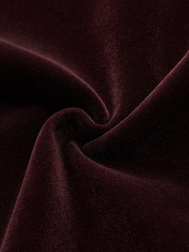 Kadife Düz Kesim Düğmeli Ceket – Bordo