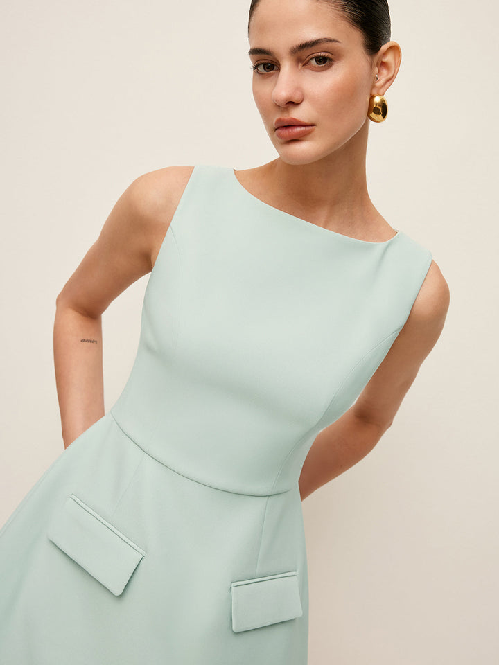 Kolsuz Pilili Mini Elbise – Mint