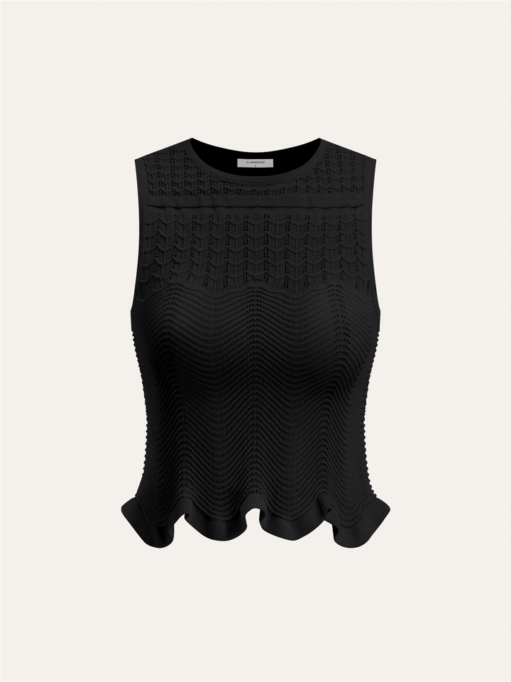Ajurlu Triko Kolsuz Örme Bluz – Mint