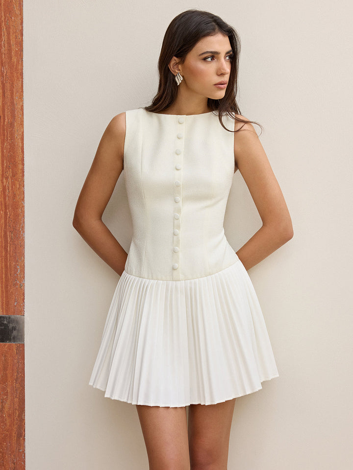 Pilili Mini Elbise – Ekru