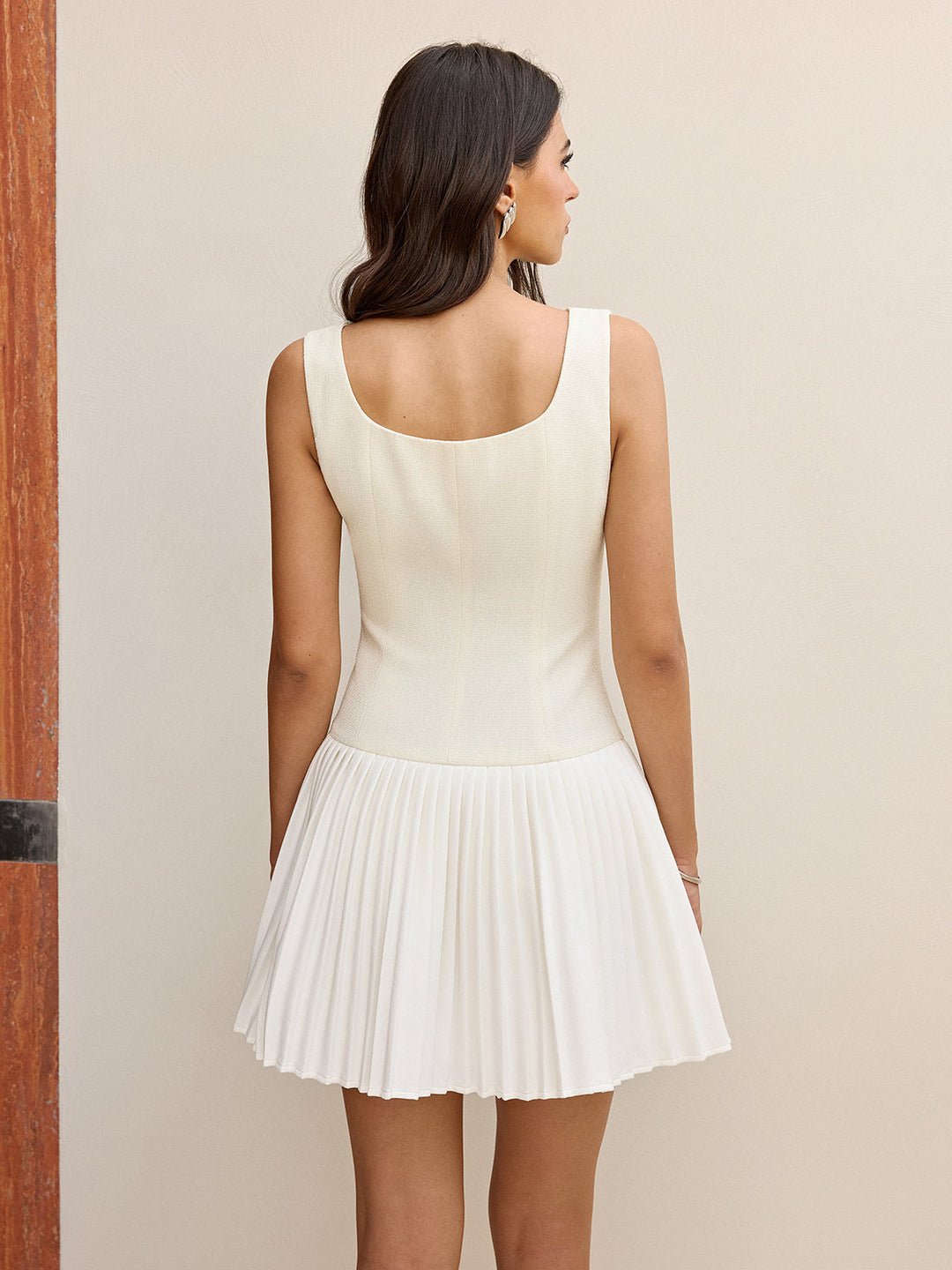 Pilili Mini Elbise – Ekru