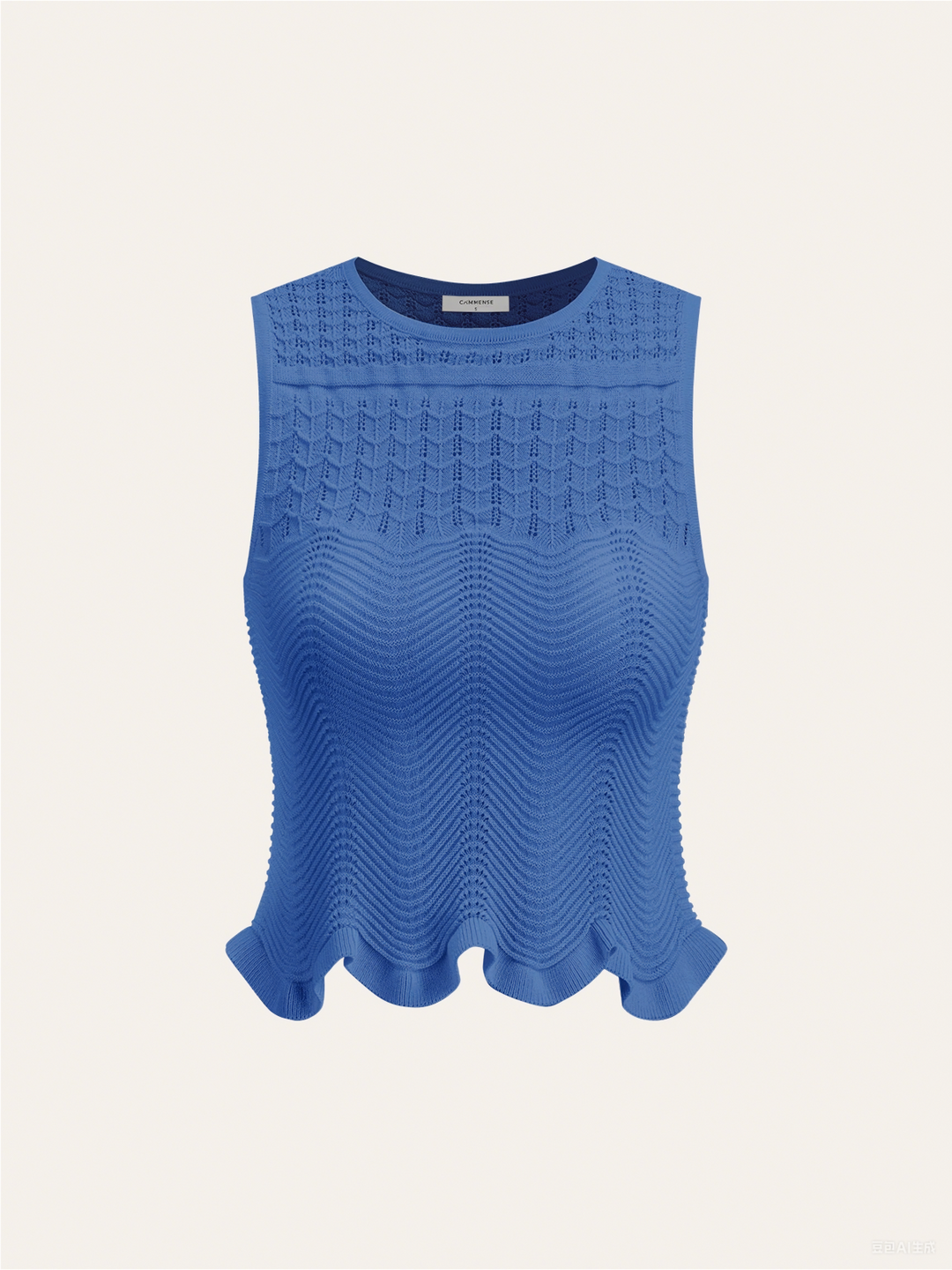 Ajurlu Triko Kolsuz Örme Bluz – Mint