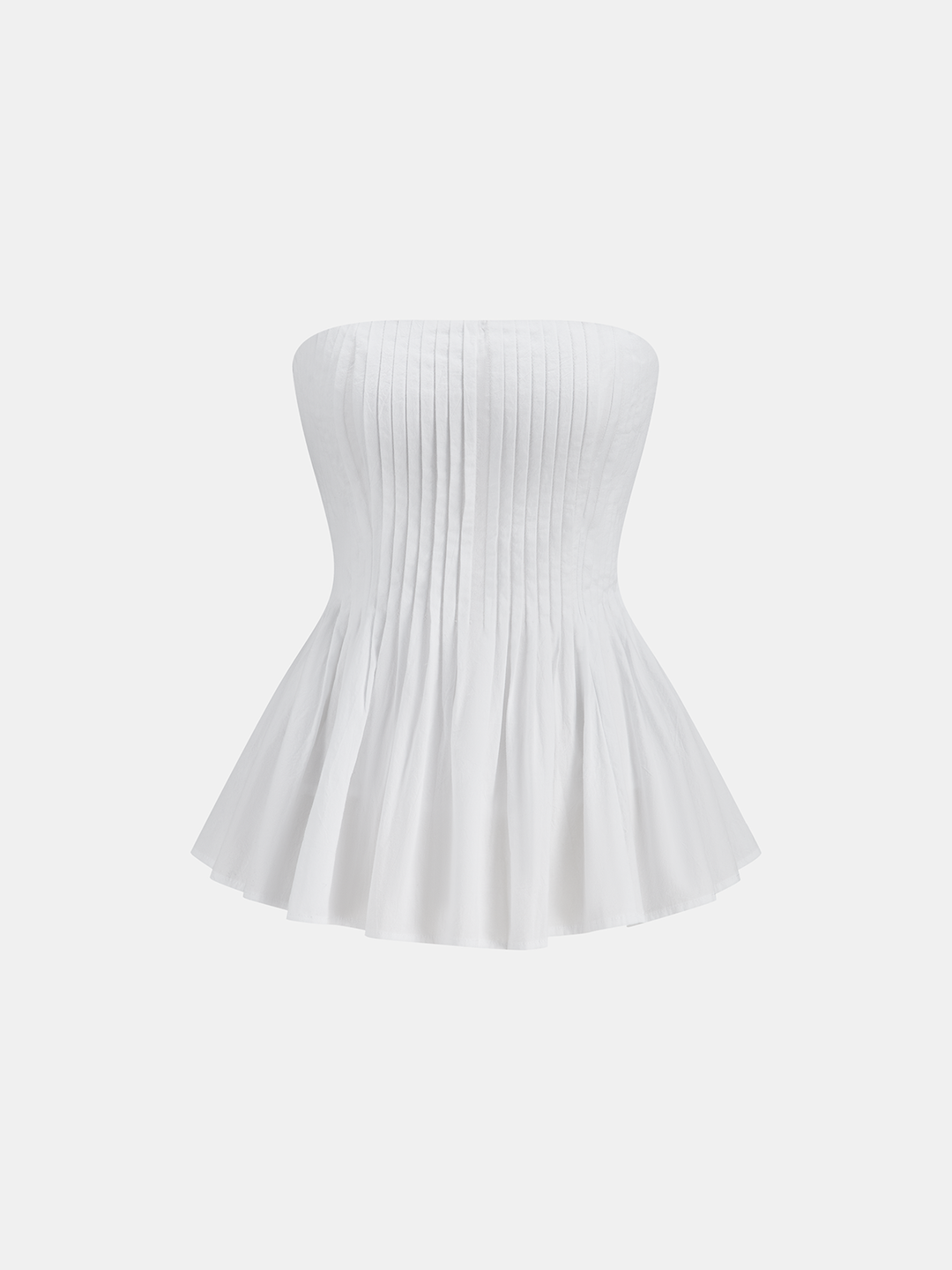 Büstiyer Kalem Plise Detaylı Peplum – Beyaz
