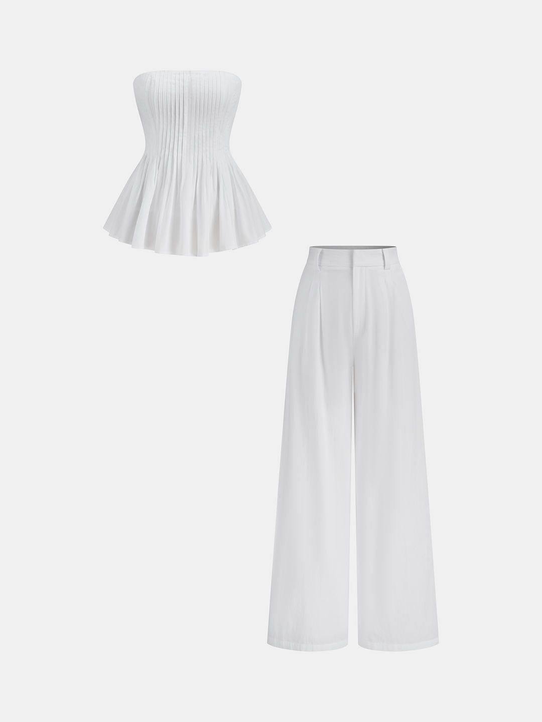 Büstiyer Kalem Plise Detaylı Peplum – Beyaz