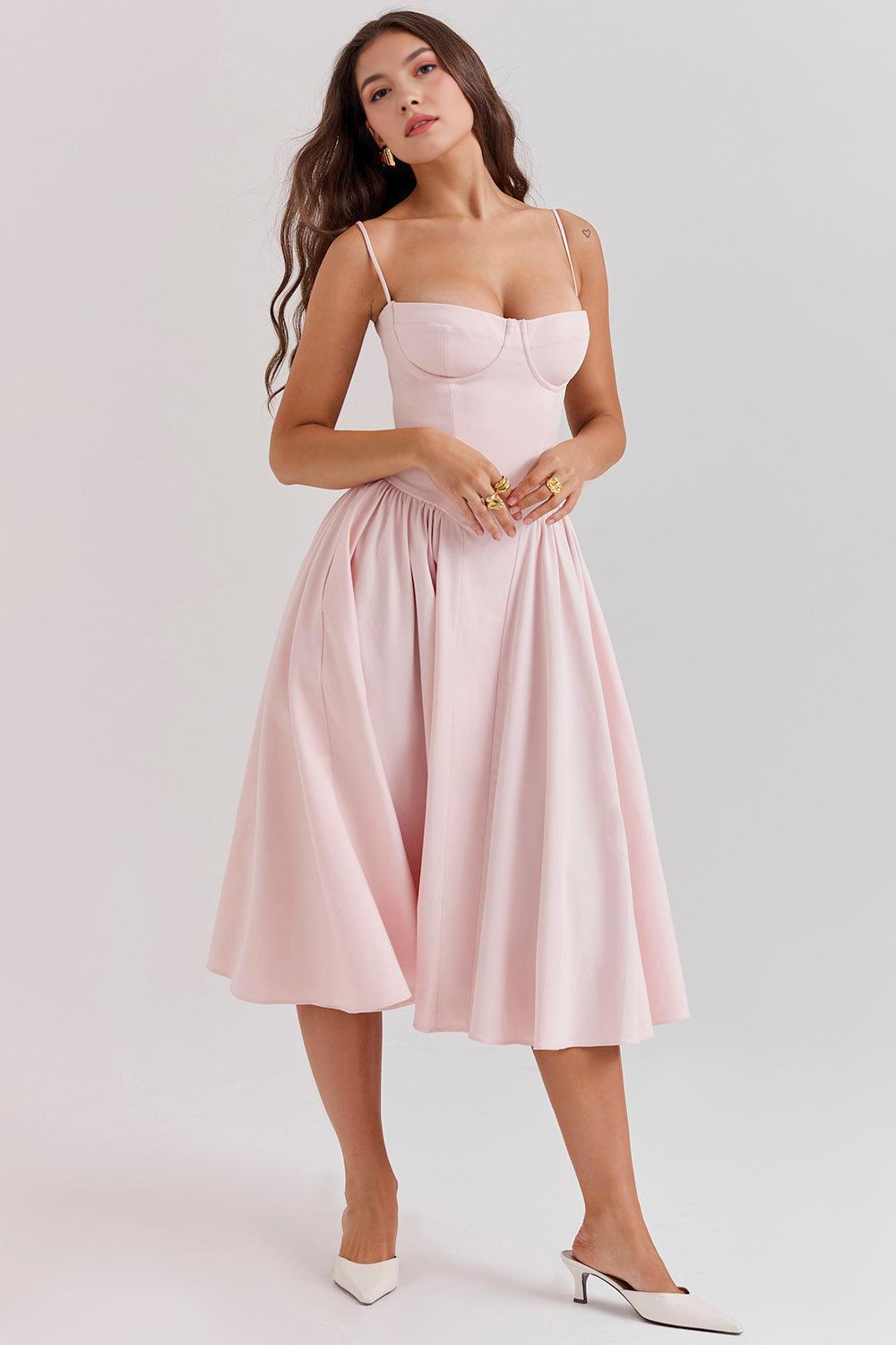 Bustier Detaylı A Kesim Midi Elbise