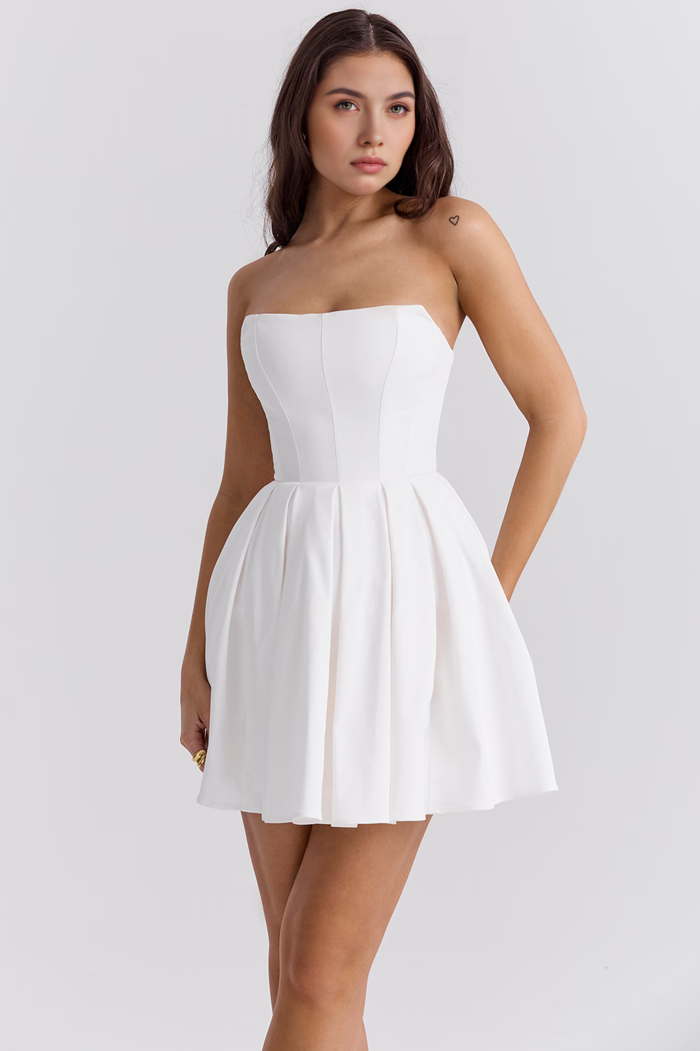 Straplez Kloş Mini Elbise