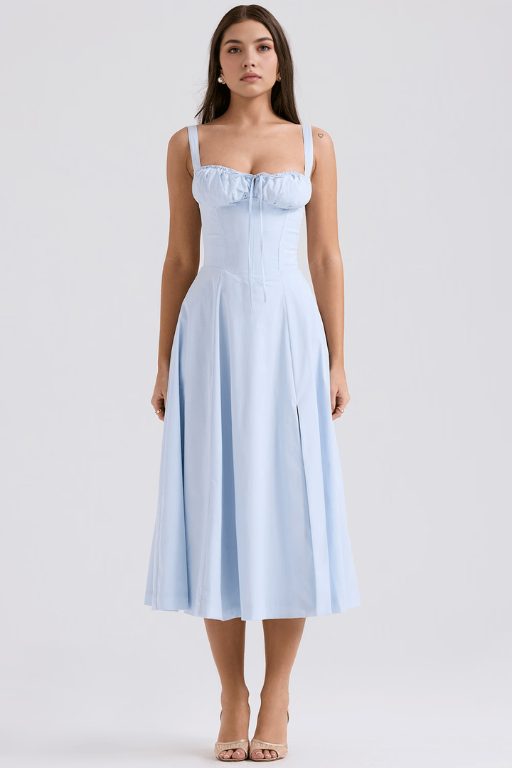 Bustier Detaylı Midi Elbise