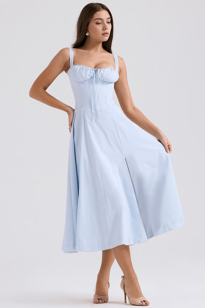 Bustier Detaylı Midi Elbise