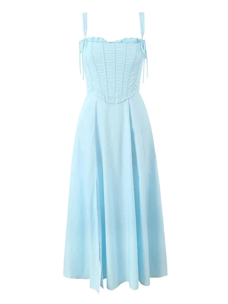 Lacework Slit Elbise Set - Sarı