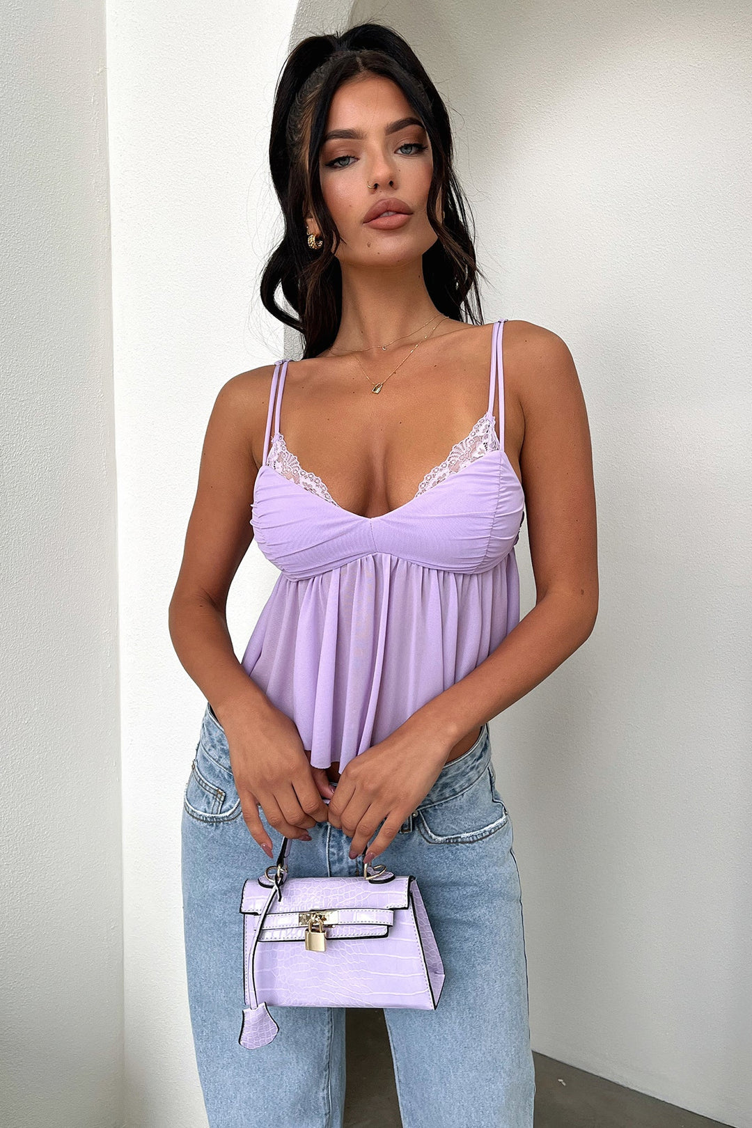 Alaria Crop - Leylak rengi