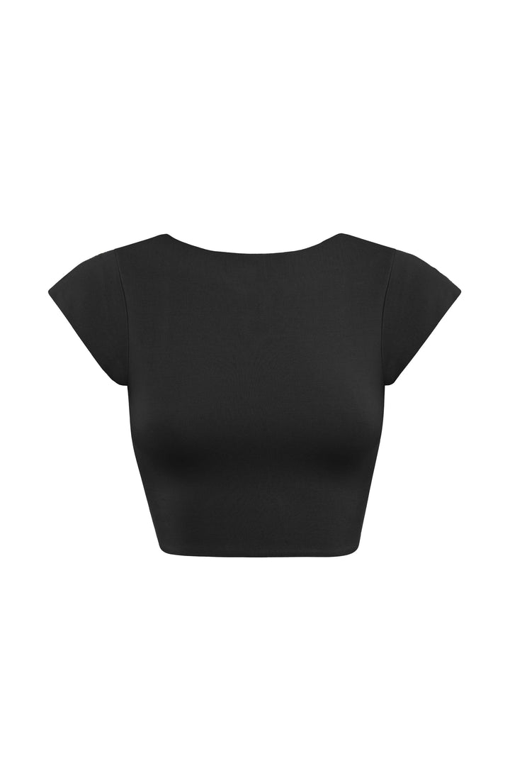 Kısa Kollu Crop Top – Siyah