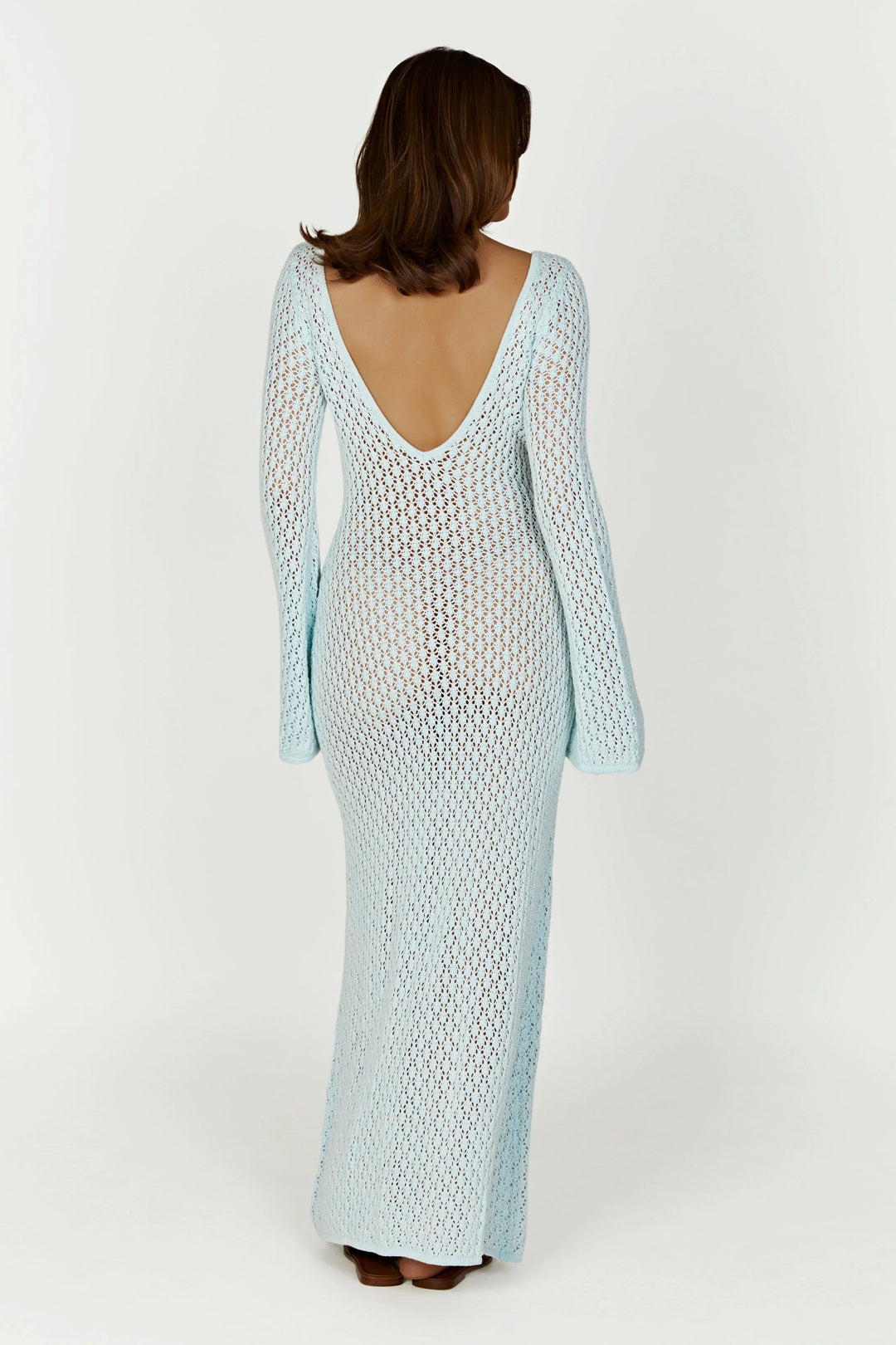 Crochet Flare Sleeve Maxi Elbise