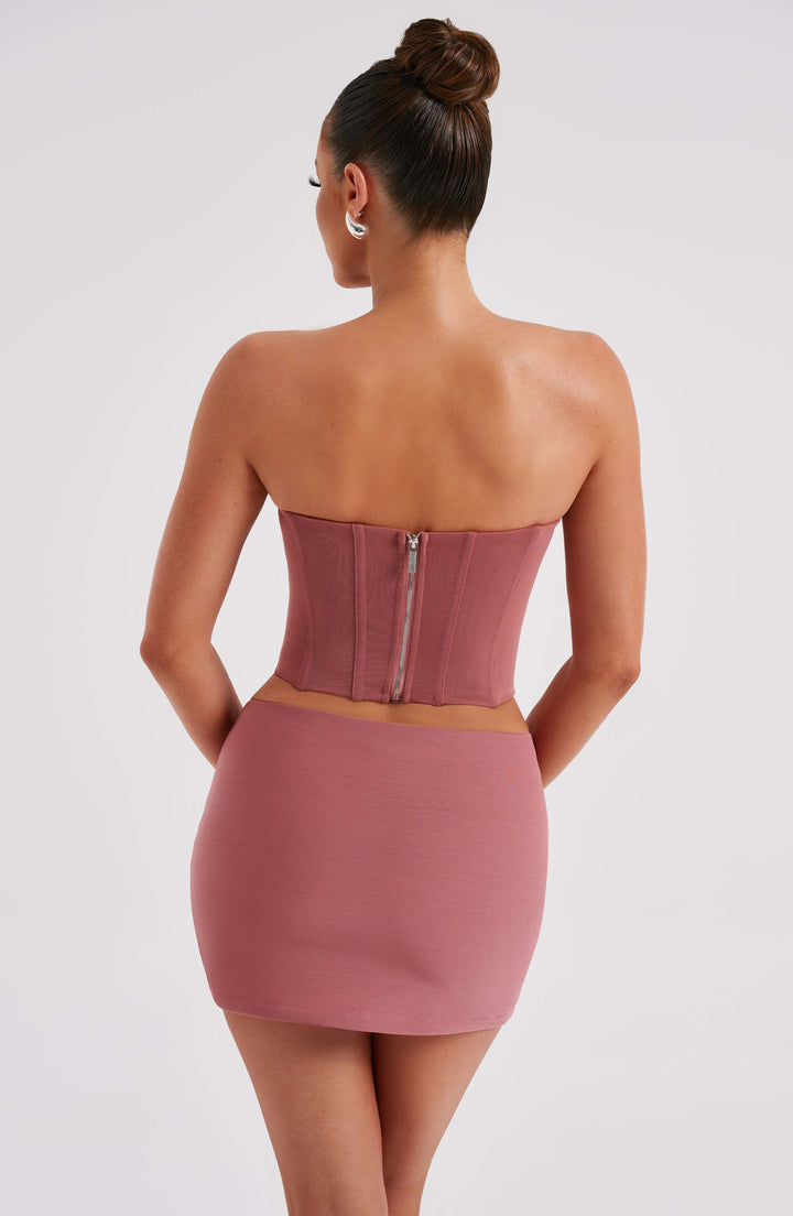 Straplez Korsaj Detaylı Body – Gül Kurusu