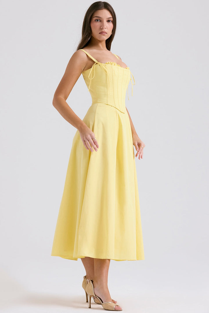 Lacework Slit Elbise Set - Sarı