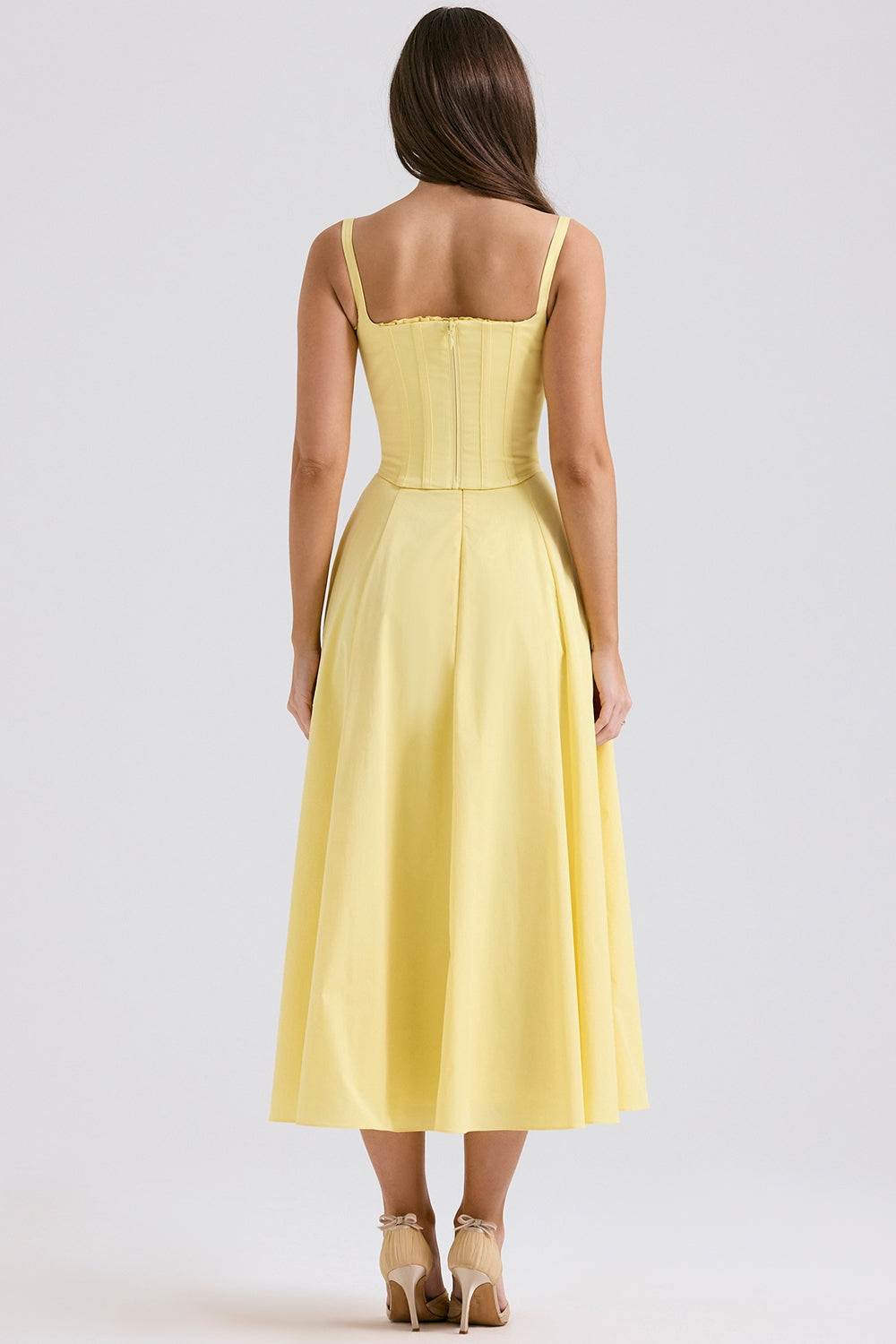 Lacework Slit Elbise Set - Sarı