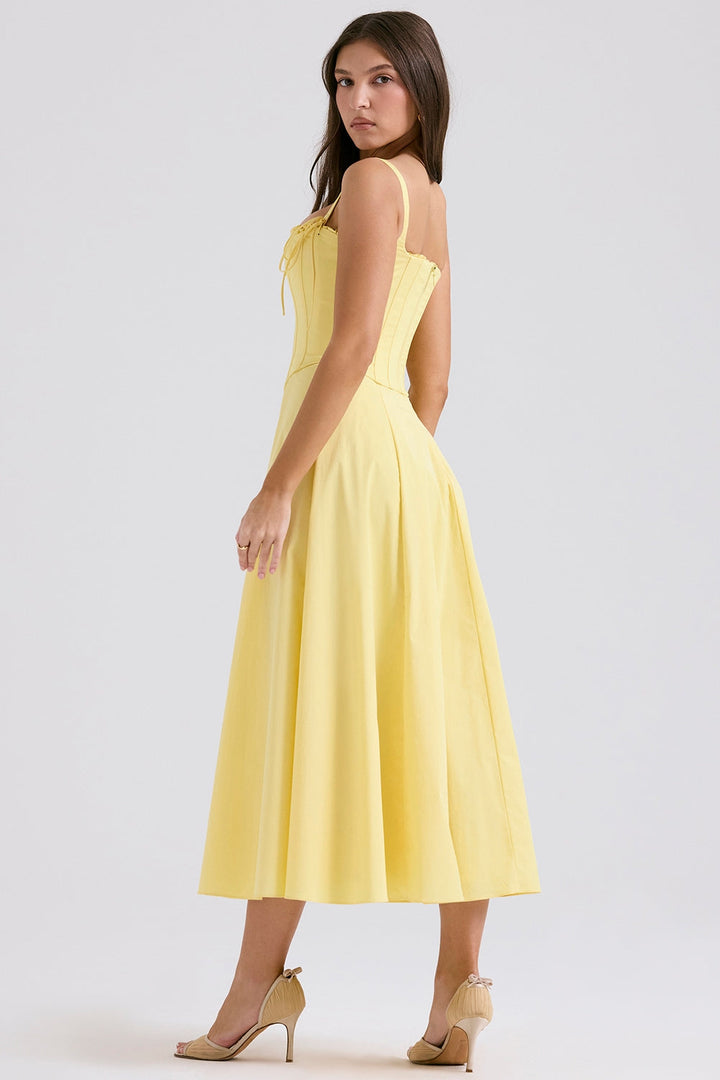 Lacework Slit Elbise Set - Sarı