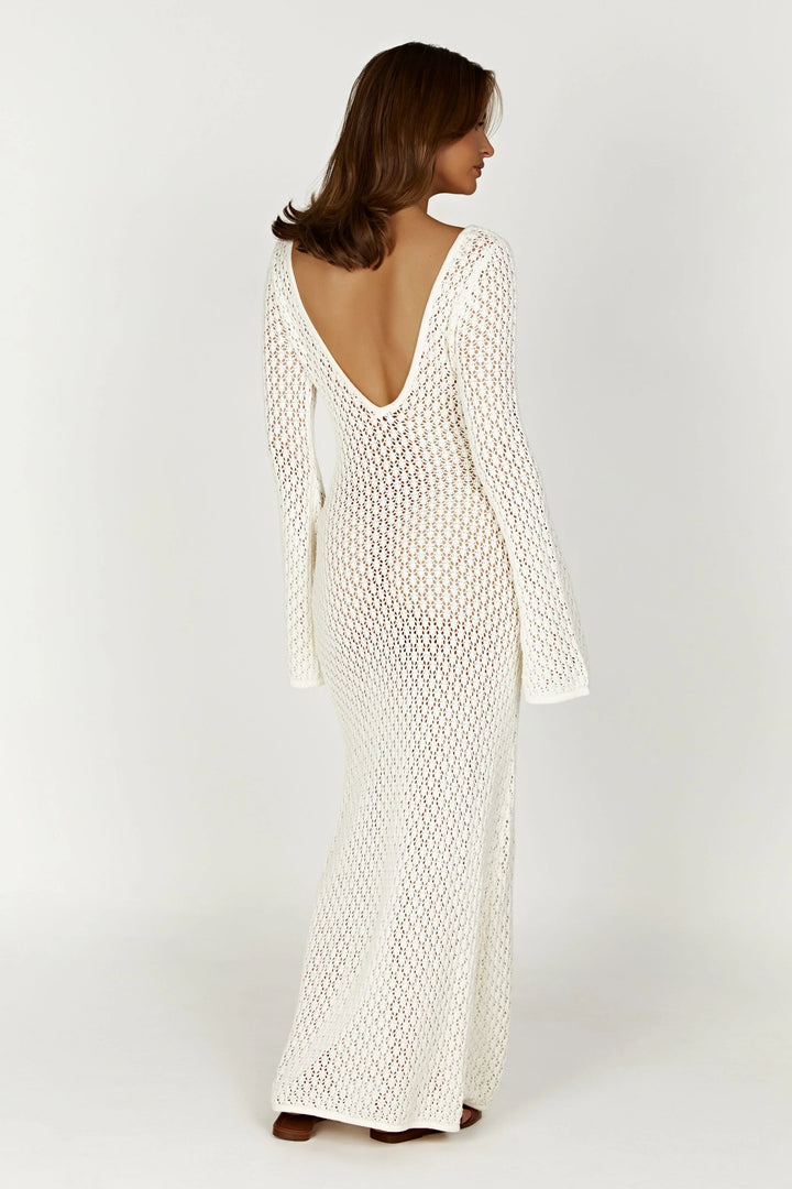 Crochet Flare Sleeve Maxi Elbise