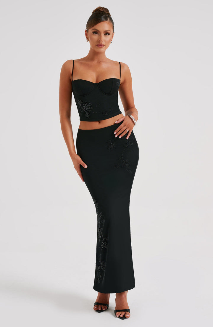 Büstiyer Crop Top İnce Askılı Dekolteli – Siyah