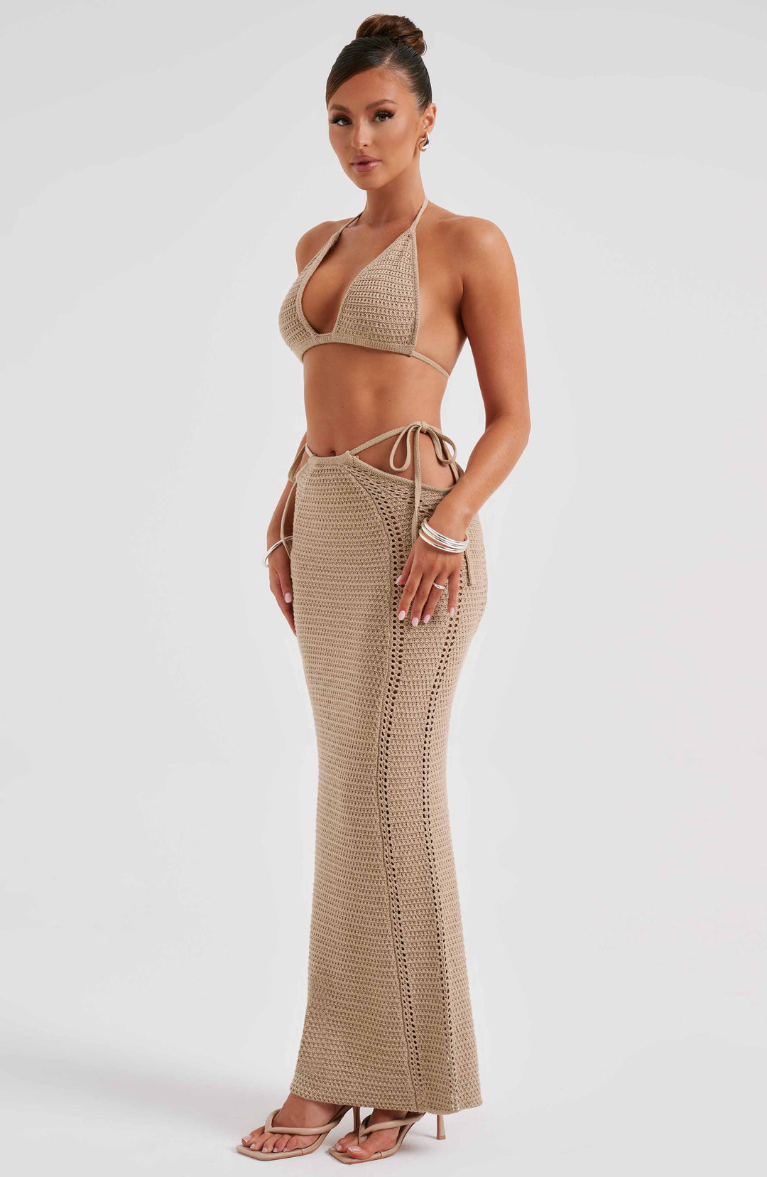 Crochet Halter Yaka Bağcıklı Üst – Bej