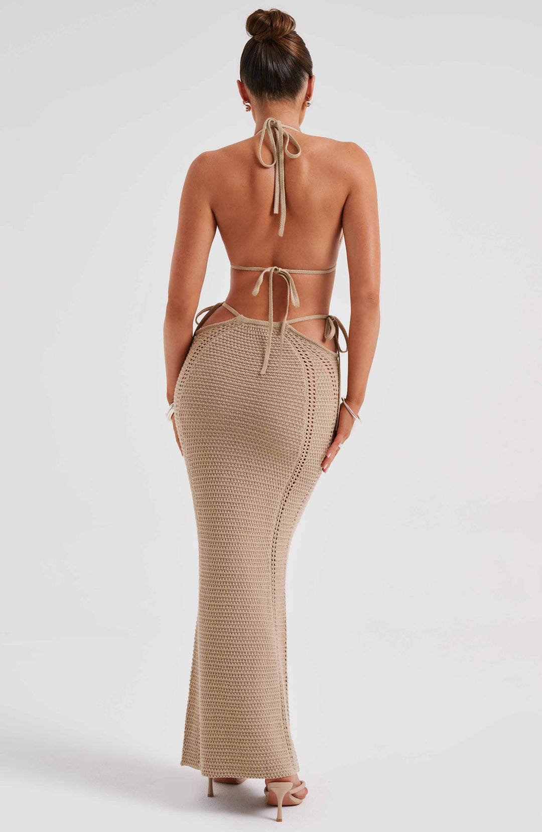 Crochet Halter Yaka Bağcıklı Üst – Bej