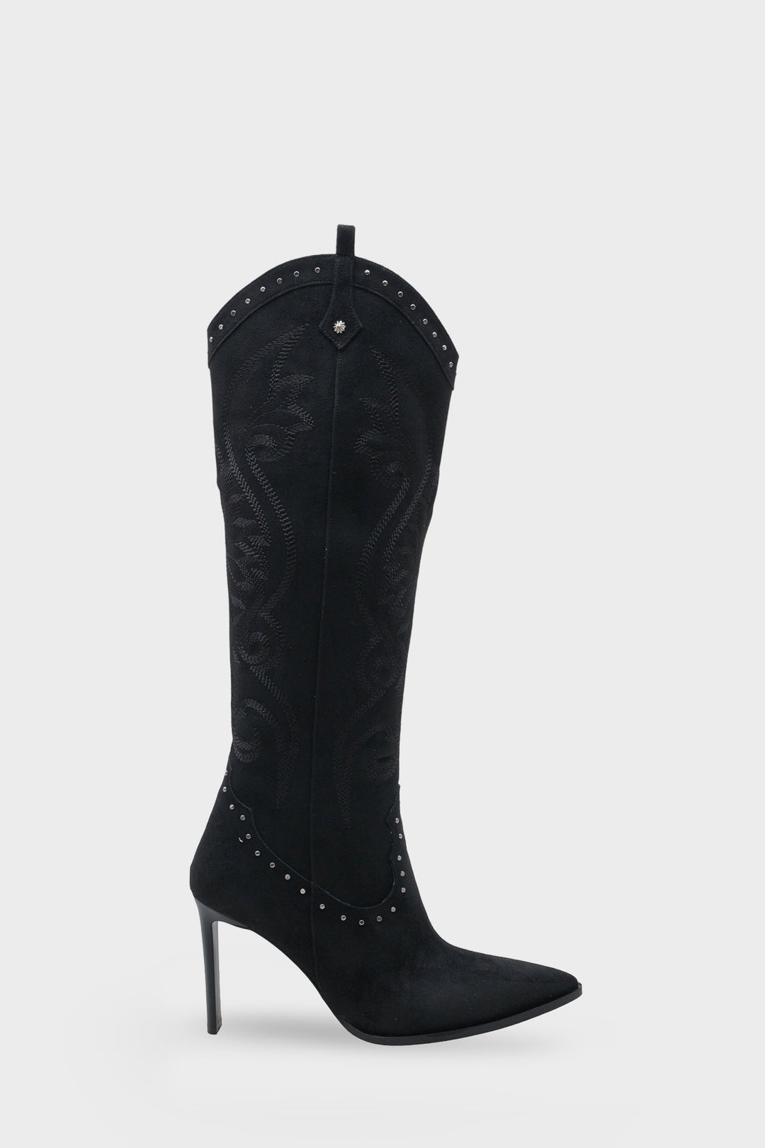 Kadın Sivri Burun Western Kovboy Topuklu Günlük Çizme Hislev Siyah