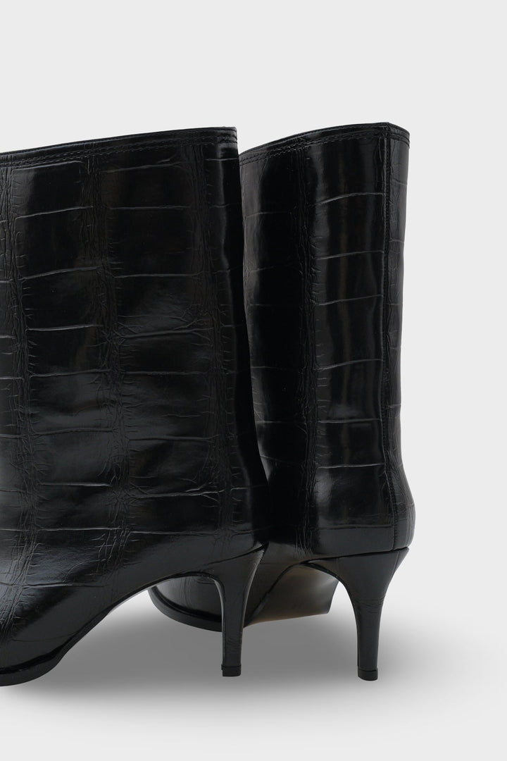 Kadın Sivri Burun Yılan Desenli Günlük Topuklu Bot Kyra