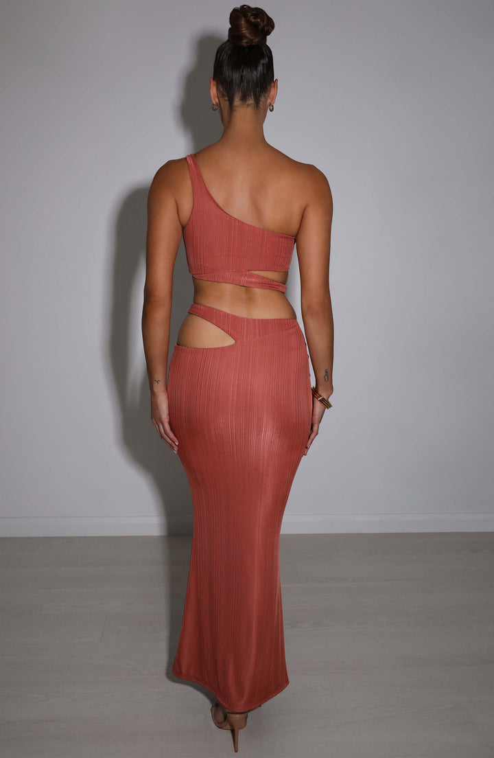 Tek Omuzlu Asimetrik Kesim Crop Top – Kiremit