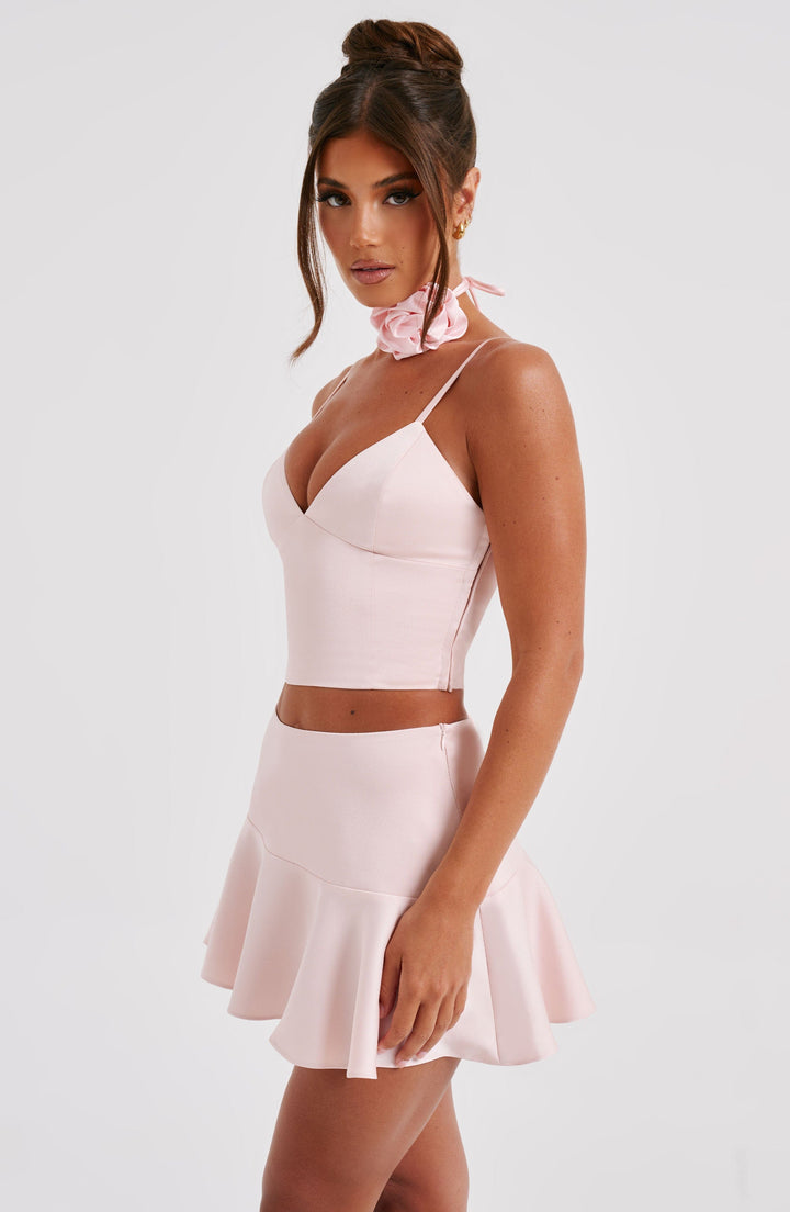 İnce Askılı Crop Top – Pudra