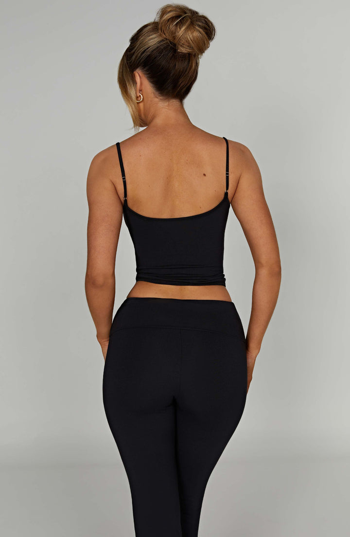 Saten İp Askılı Slim Fit Atlet – Siyah