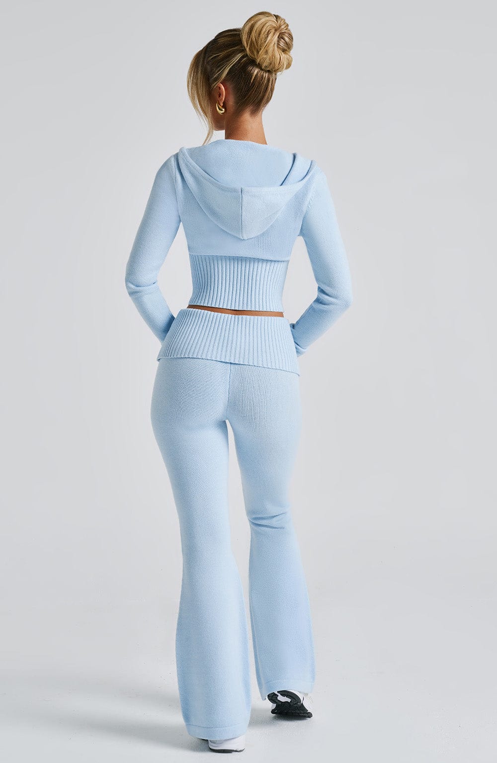 Kapüşonlu Fermuarlı Fit Triko Üst – Bebe Mavisi
