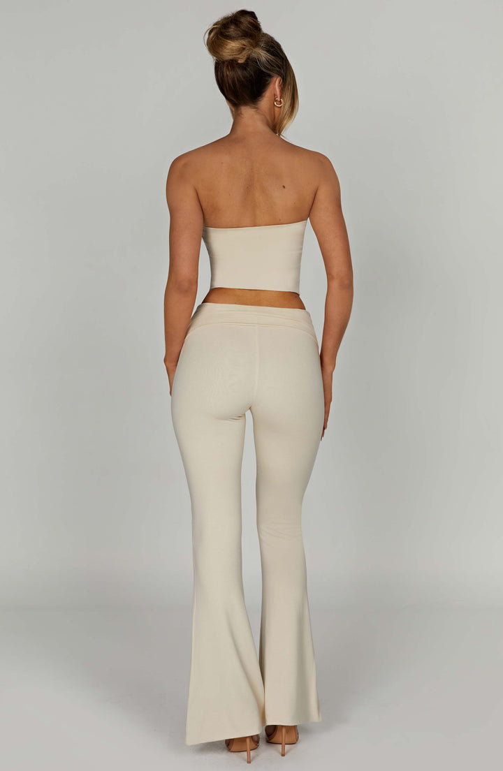 Straplez Slim Fit Elastik Crop Top – Bej