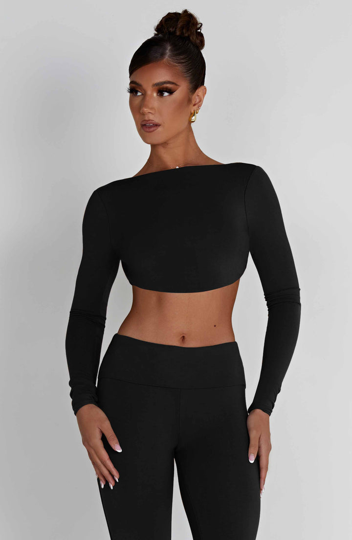 Sırtı Bağlamalı Crop Top – Siyah