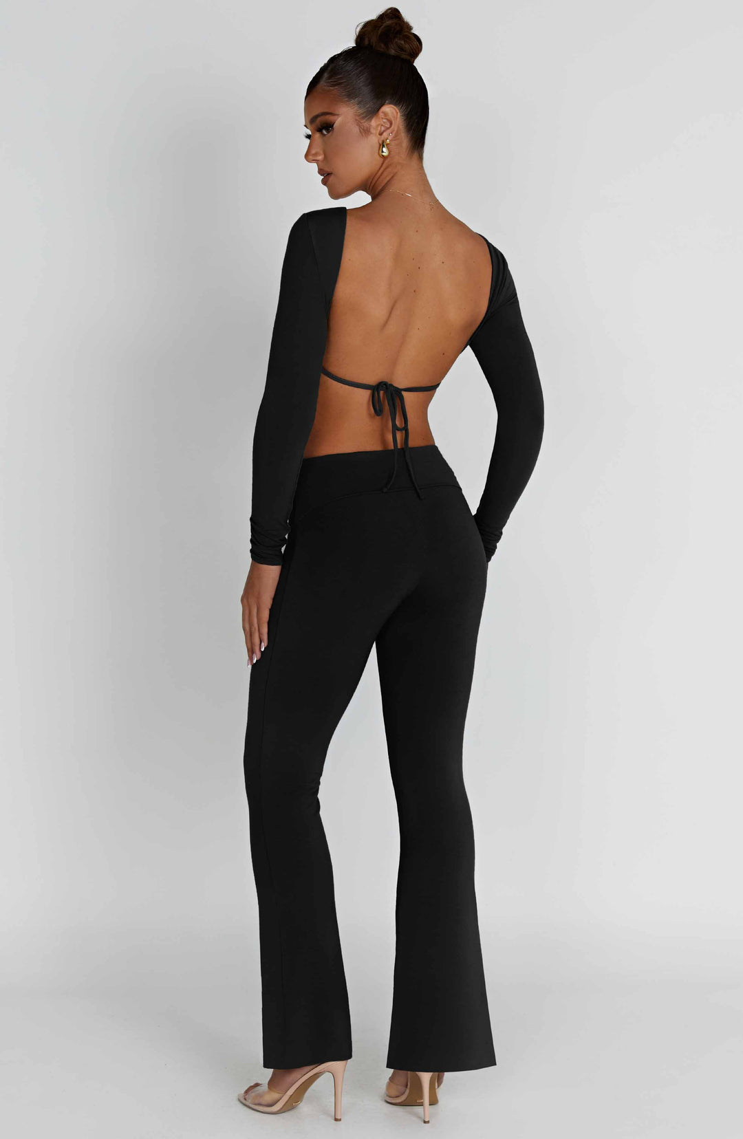 Sırtı Bağlamalı Crop Top – Siyah