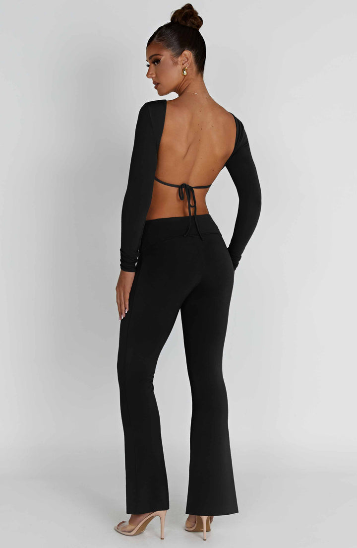 Sırtı Bağlamalı Crop Top – Siyah