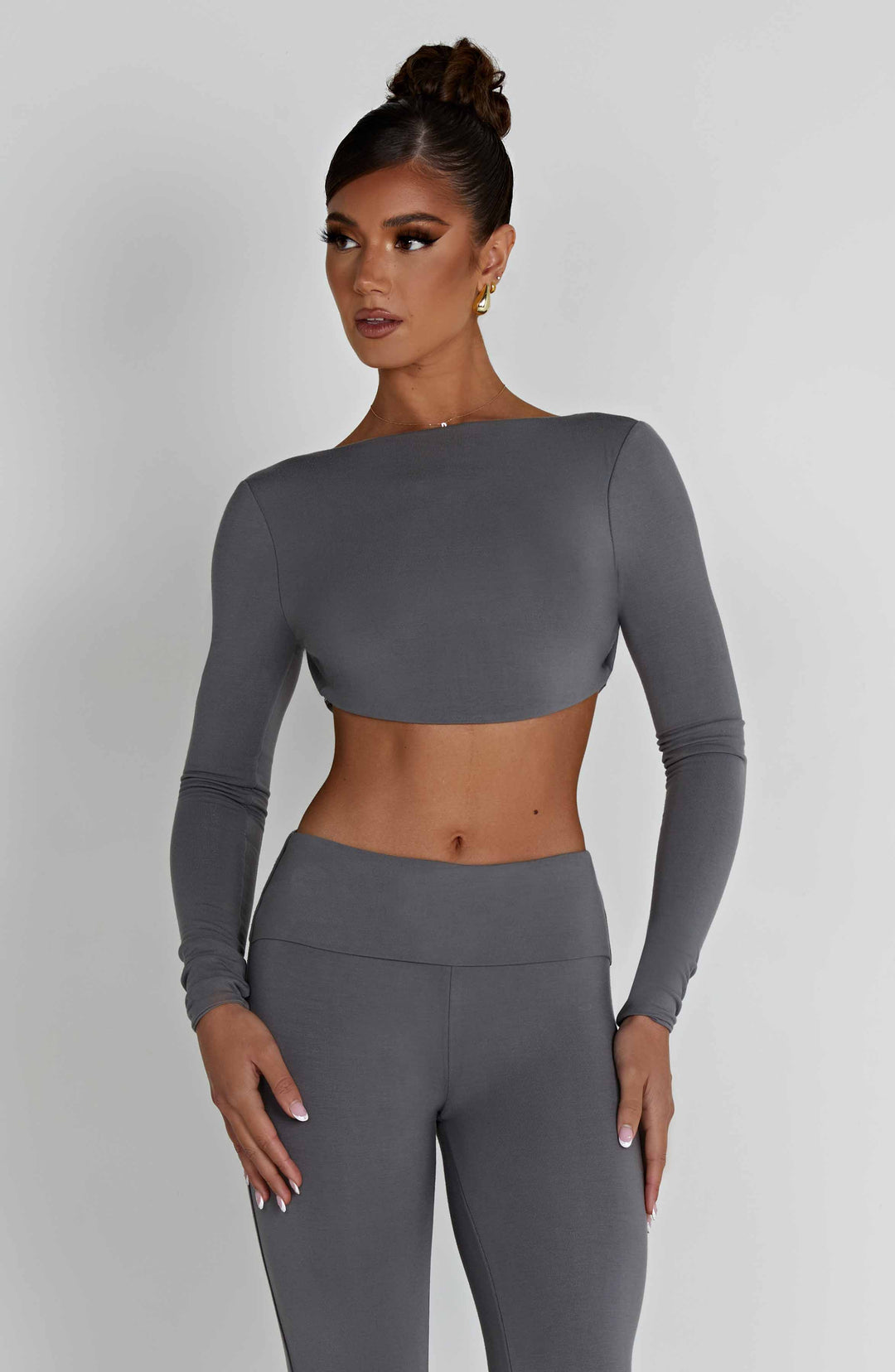 Sırt Detaylı Crop Bluz – Antrasit