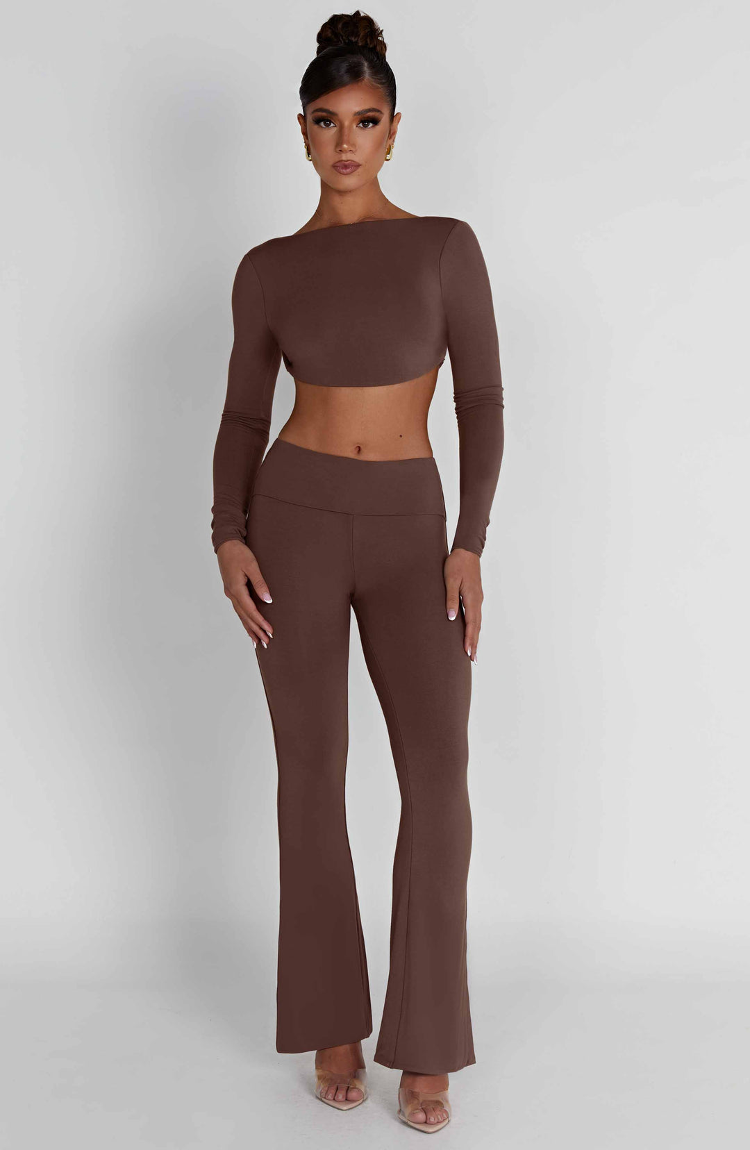 Sırtı Bağcıklı Crop Bluz – Kahverengi