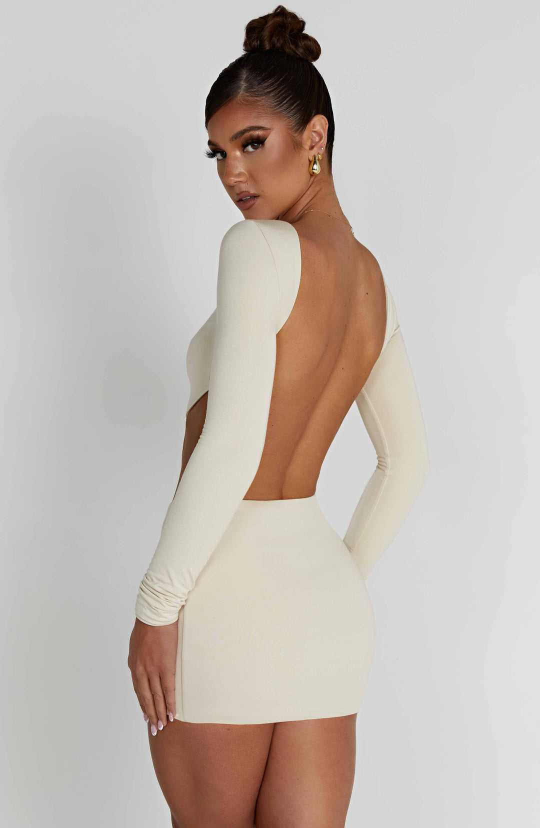 Sırt Detaylı Uzun Kollu Crop Bluz – Ekru