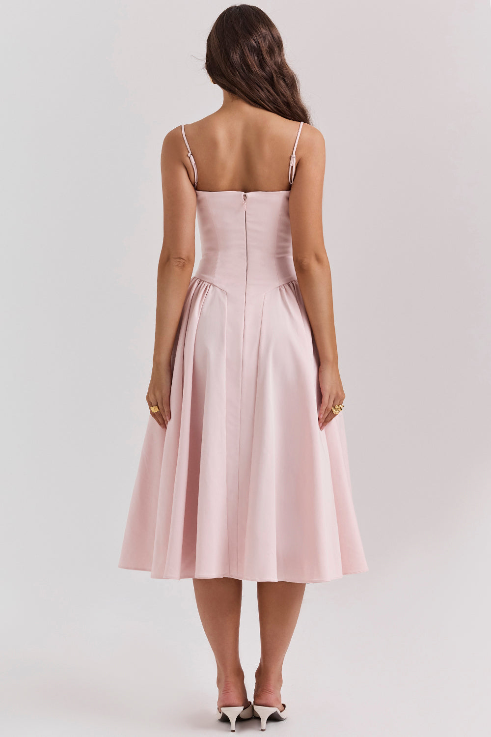 Bustier Kesim Drapeli Midi Elbise